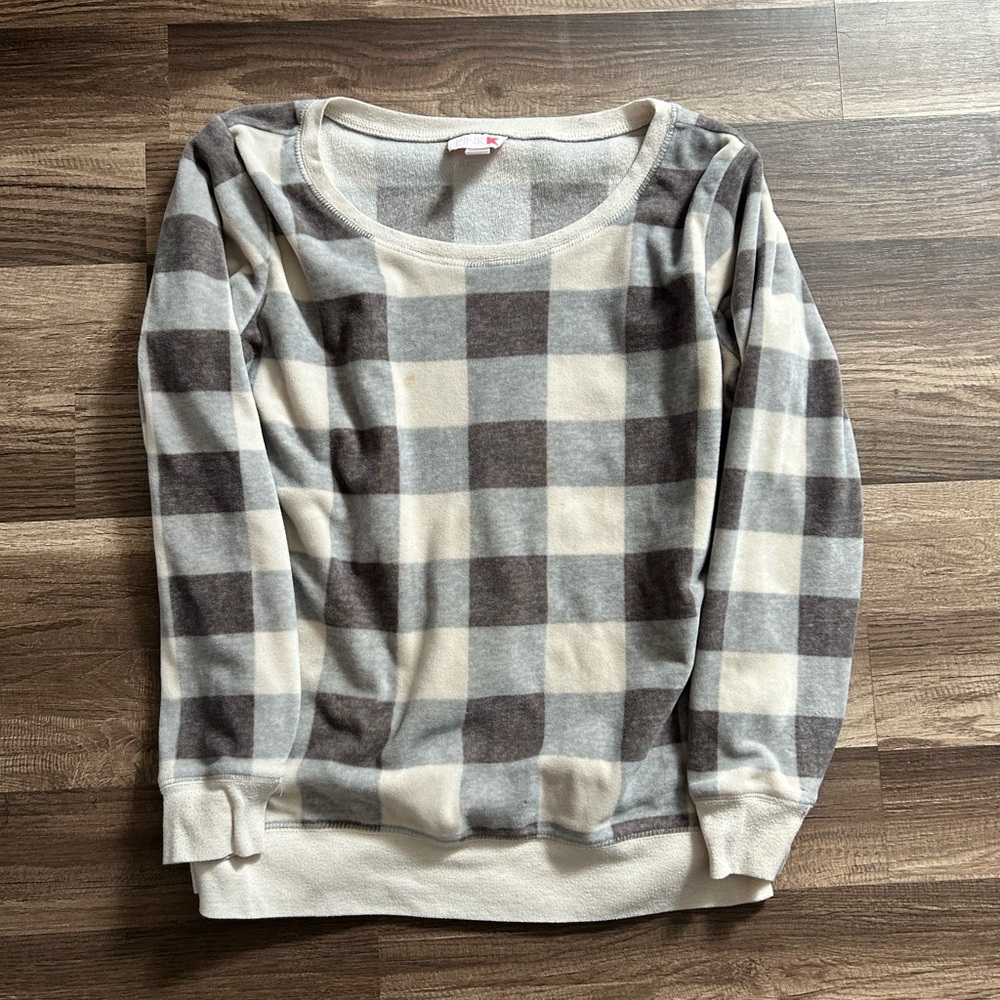 PINK Victoria's Secret Plaid Sweater - Gray and Cream